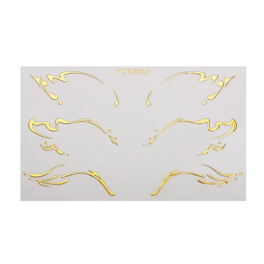 10 PCS Waterproof Eyeliner Eyebrows Tattoo Stickers Aurora Glitter Laser Eye Make-up Stickers Silver Gold