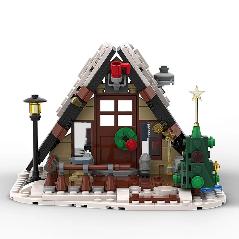 MOC – ensemble de blocs de construction de chalet de noël, fée d'hiver, maison de neige, cabine du pays des merveilles, jouet de bricolage pour enfants, cadeaux d'anniversaire et de noël