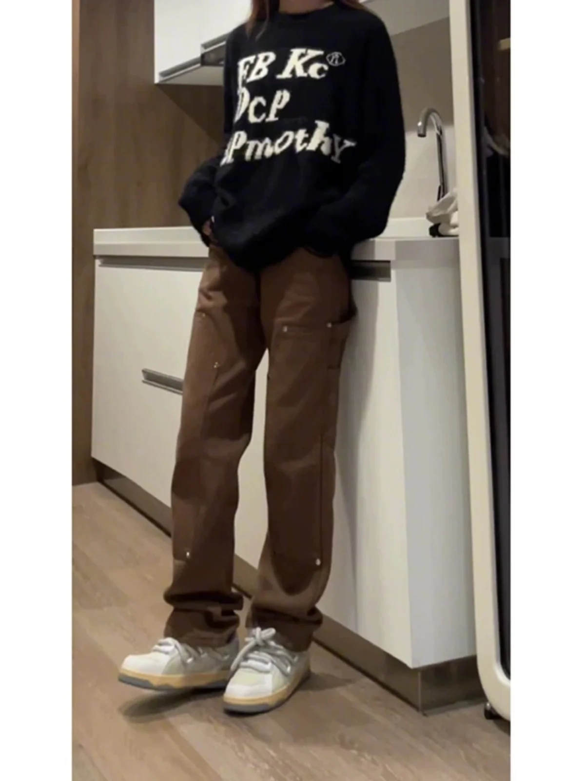 

Trendy American Sle Khaki Wooutting Straight Leg Workwear Long Pants Men's Slim Fit Jeans Low Waist Zipper Closure Cotton...