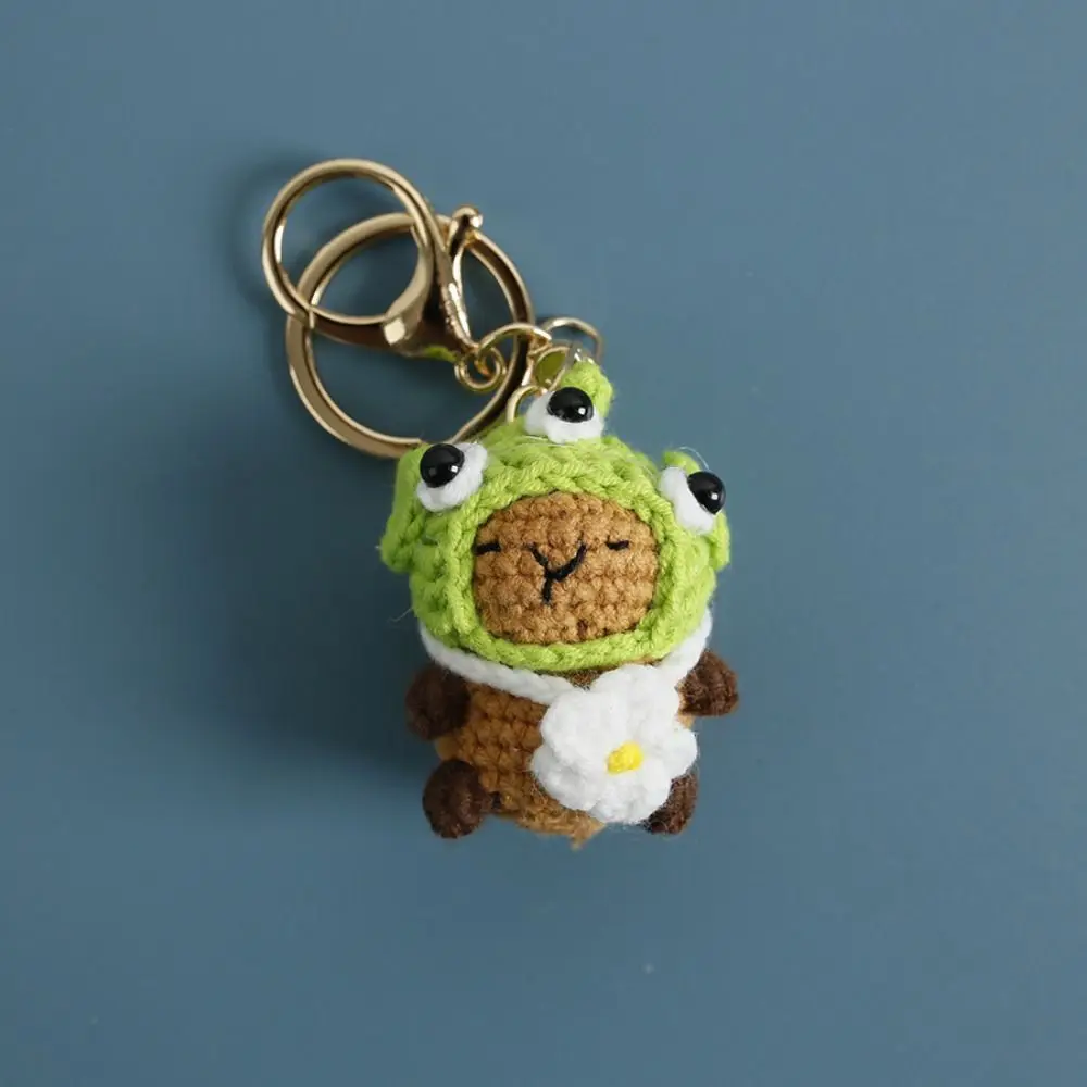 

Cute Capybara Doll Capybara Keychains Crochet Knitted Cartoon Pendant Bag Accessories Key Ring Kids Toys