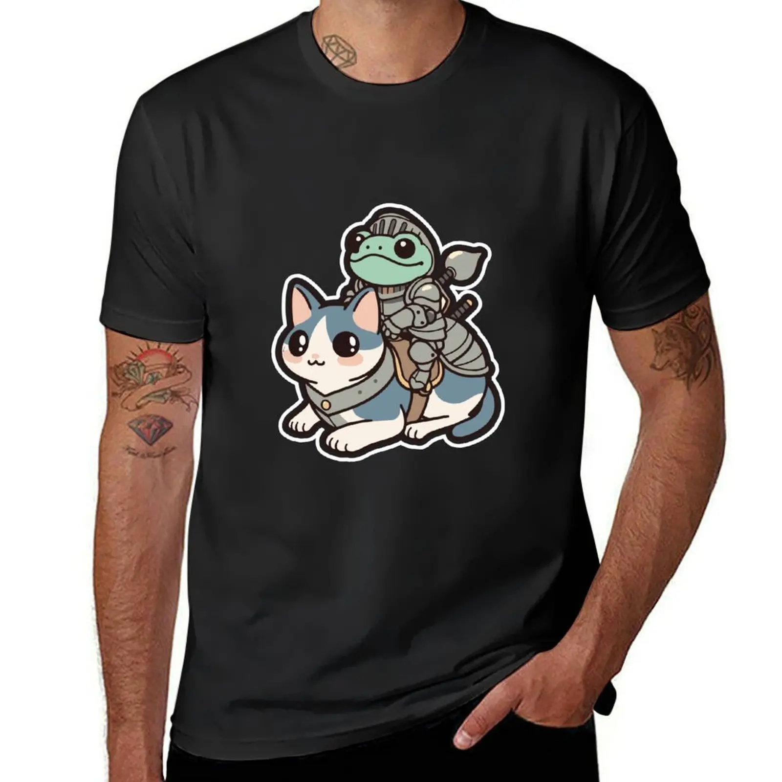 Amphibian Valor: Frog Knight's Feline Steed T-Shirt blanks heavyweights cute clothes mens t shirts pack