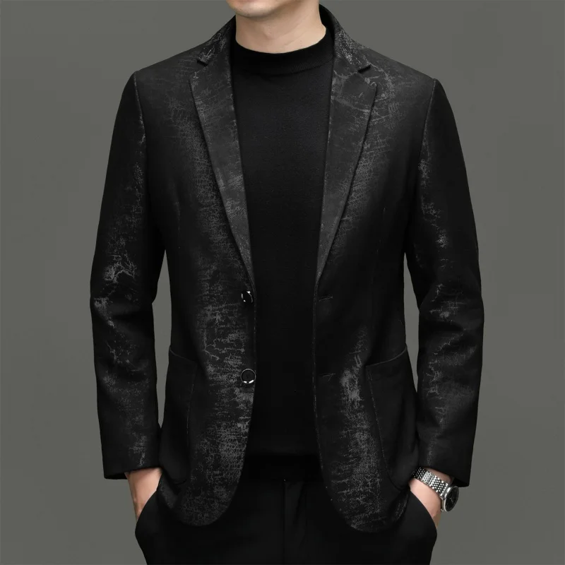 

Мужские пиджаки из натуральной овчины, приятные для кожи, гладкие, изысканные, весенние, высшего качества, приталенного кроя, повседневные, Terno Masculino