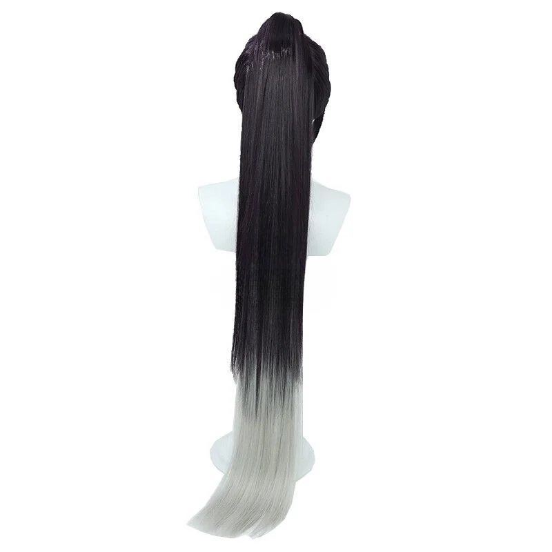 Nikke Goddess Of Victory Sin Cosplay Wigs 100cm Black Mixed Grey Synthetic Hair