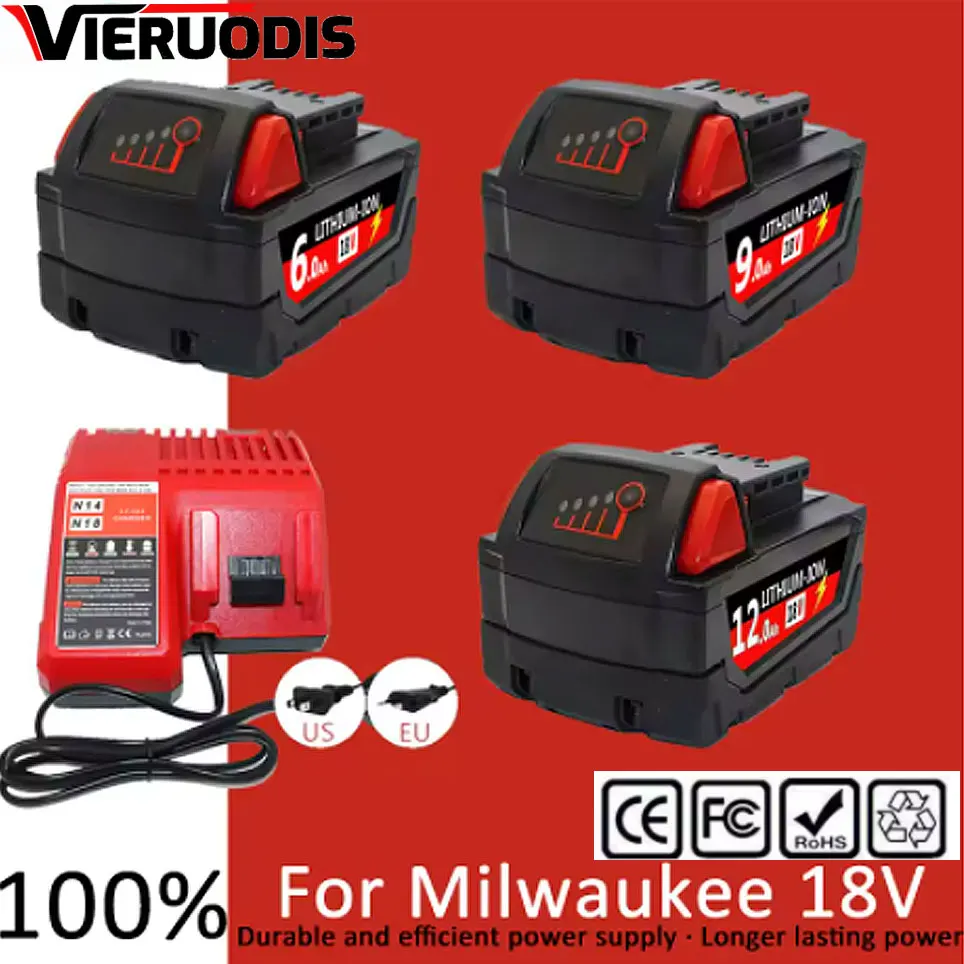 

18V 6.0Ah-12.0Ah For Milwaukee M18 battery 18V12.0Ah 48-11-1815 48-11-1850 260422 2604-202708-222607-22 powerTools Battery