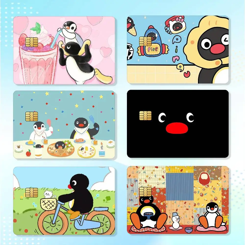 Anime P-pingu Cartoon Cute Matte Card Stickers For Credit Cards Debit Cards And Transit Cards 4Pcs