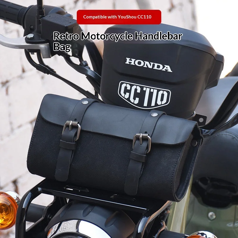 【Premium】For Honda Cub CC110 Retro-style Front Fairing Kit, Motorcycle Rear Fairing Kit, Canvas Tool Bag/Small Pouch