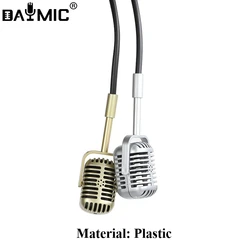 Factory hanging vintage ribbon microphone prop retro studio antique style fake Mic Prop Model for Bar Decoration Electroplated