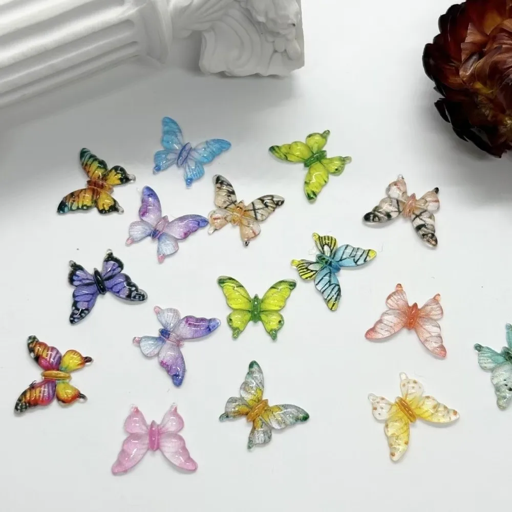 50pcs Multi Color Butterfly Nail Charms 3D Design 50pcs Set Small Nail Decorations Small Size Transparent Glossy Nail Charms