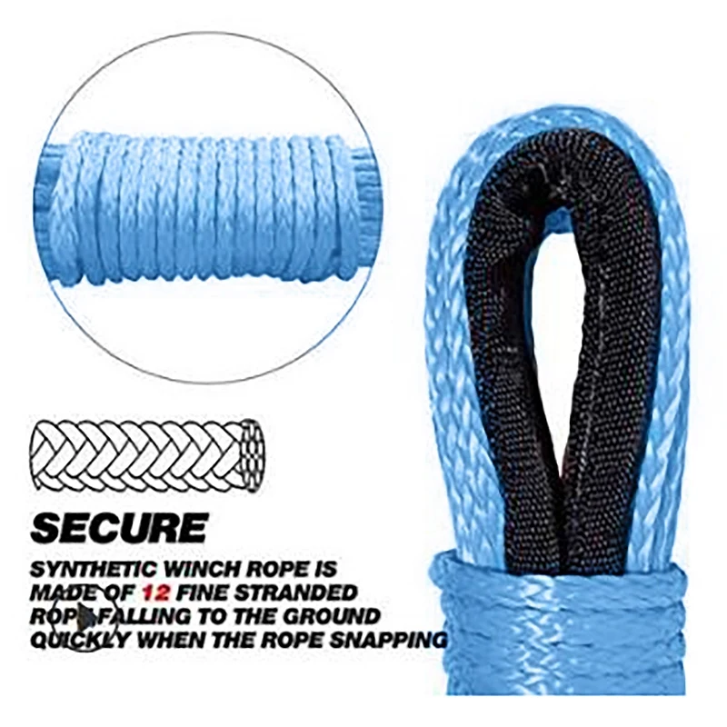 2X 7700Lbs Electric Winch Rope Nylon Rope High Strength Fiber Rope 6Mmx15m Car Trailer Rope Trailer Belt