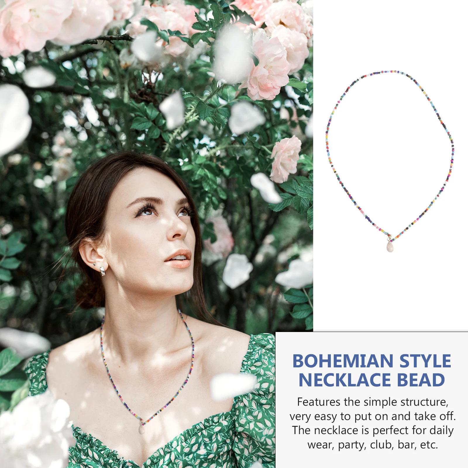 

1Pcs Colorful Bead Chain Shell Necklace Bohemian Style Pendant Jewelry Accessory for Festival Party Banquet Shell Necklace