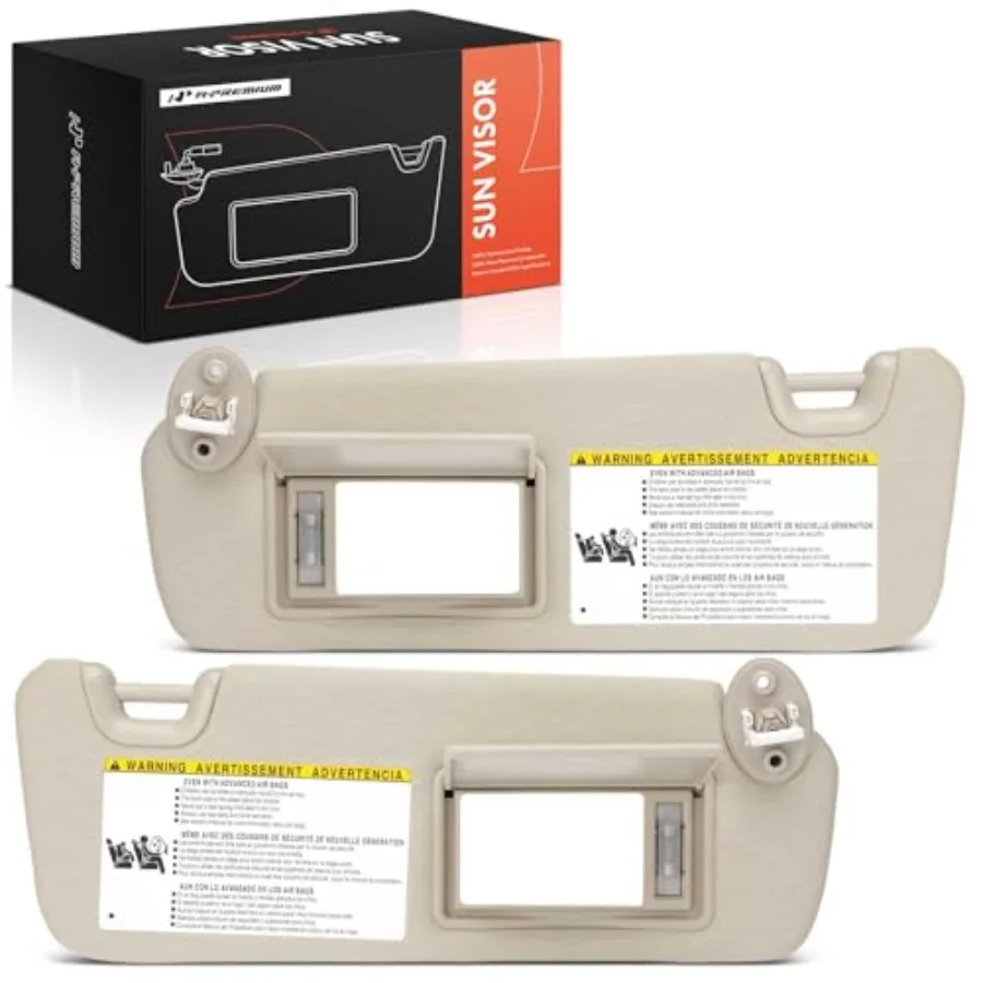 

Driver and Passenger Sun Visor Compatible with Toyota Highlander 2014-2019 - Without Vanity Light with Vanity Mirror Beige Colo