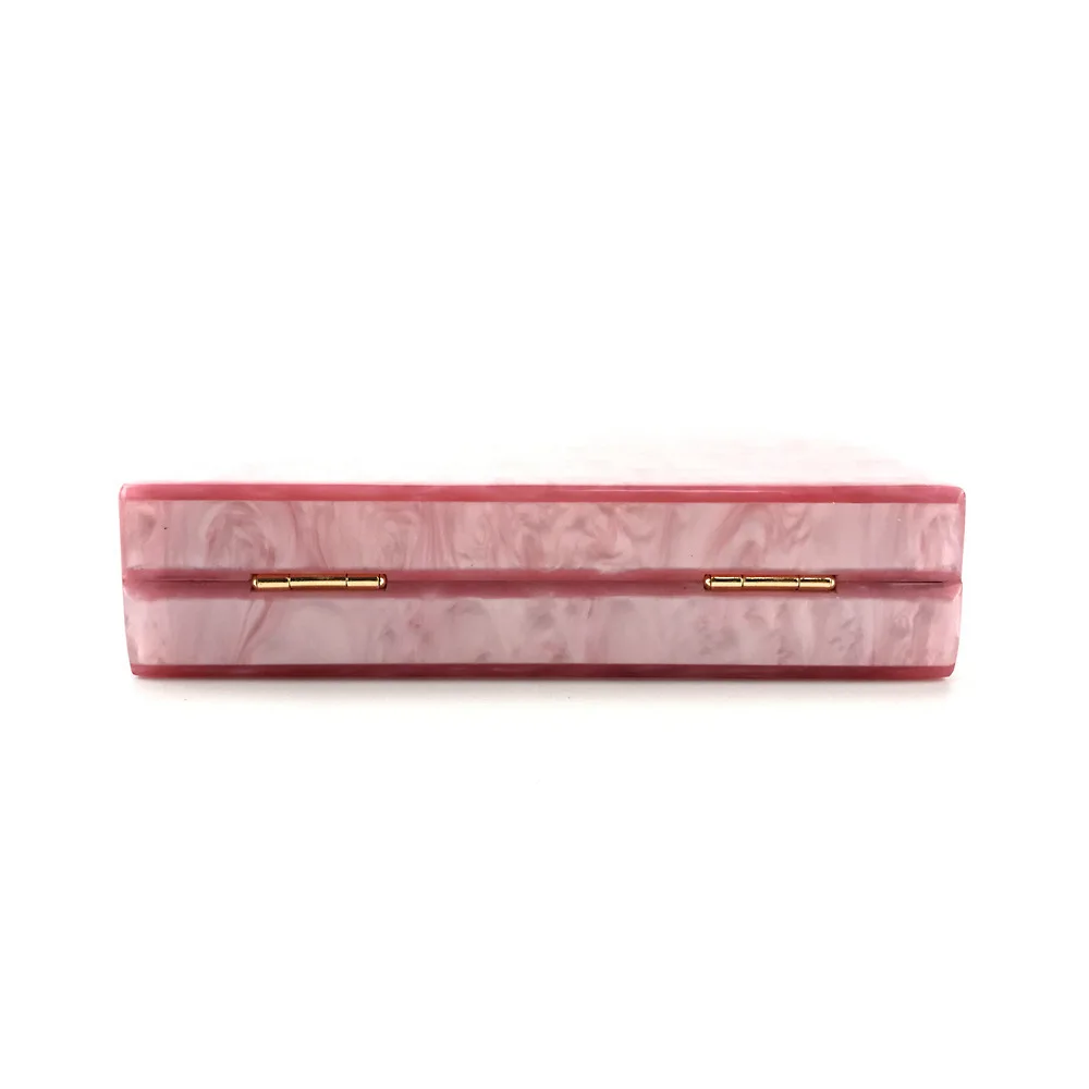 Pearl Marble Pink Striped Brand Women Acrylic Box Clutch Purse Bag Luxury Wedding Party Evening Lady Travel Fashion New Handbag