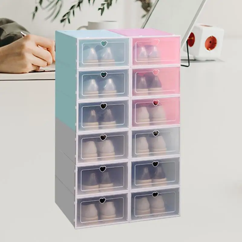 

Transparent Shoe Box Thickened Plastic Flip Top Drawer Household Dust-proof Shoe Storage Box Stackable Combined Shoes Cabinet