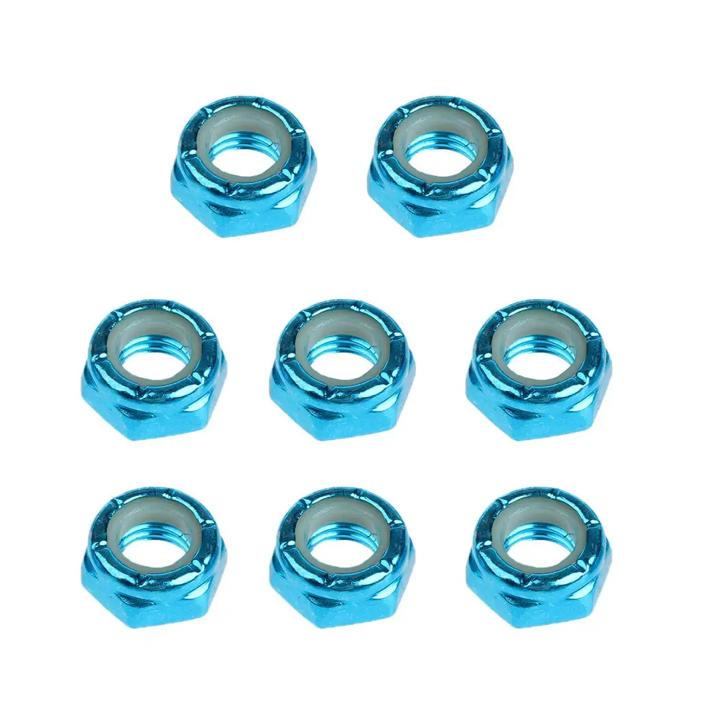 2x 8 Pieces of Resistance Axle Nuts, Replacement Nuts for Skateboard, Longboard, Trucks, Nuts, Optional Color