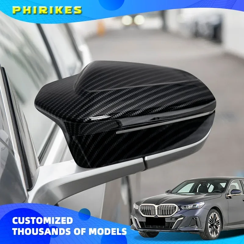 Rückspiegel-Abdeckkappe aus Kohlefaser/Schwarz für BMW 5 7 I5 I7 Serie G60 G61 G68 G70 M5 G90