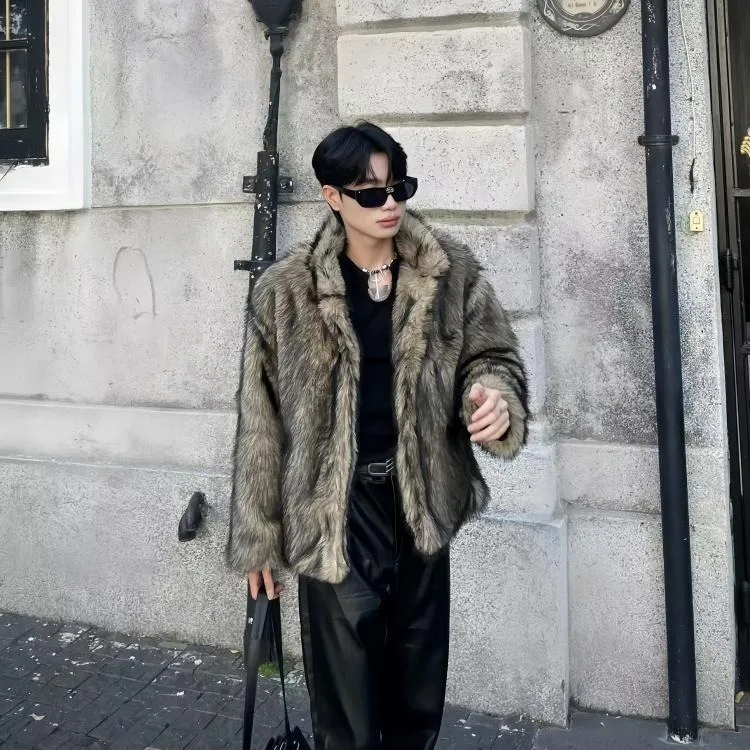 

2024 New Hot Selling Men's Fashionable Coat Winter Imitation Fox Fur Short Thick and Versatile Fur Jacket