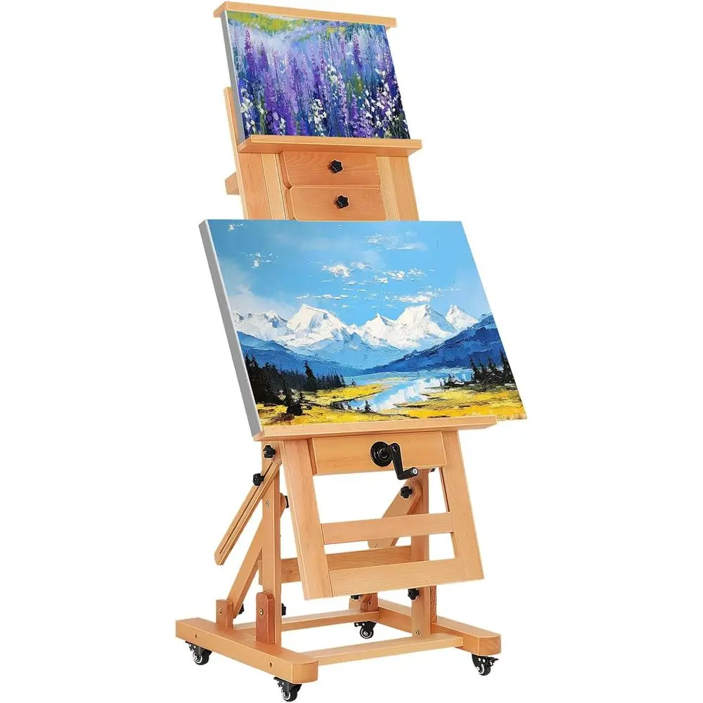 

Light Brown Wooden Art Easel for Canvas Painting, Standing Painter's Art Stand