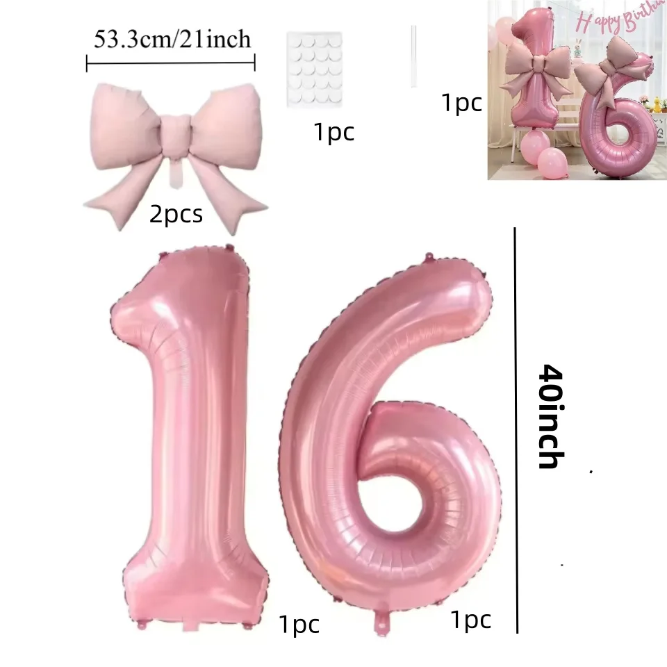 40 Zoll Nummer 0-9 Rosa Zahlen-Schleifenballons aus Aluminiumfolie für Frauen Mädchen Hochzeit Geburtstag Party Foto-Requisiten Zubehör – Detail 1