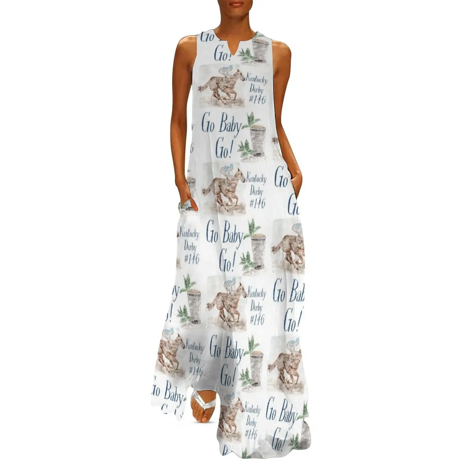 

Jockey on horse, Mint Julep, Kentucky Derby, 2020 Long Dress sexy dress for women women"s summer clothing 2024 womens clothing