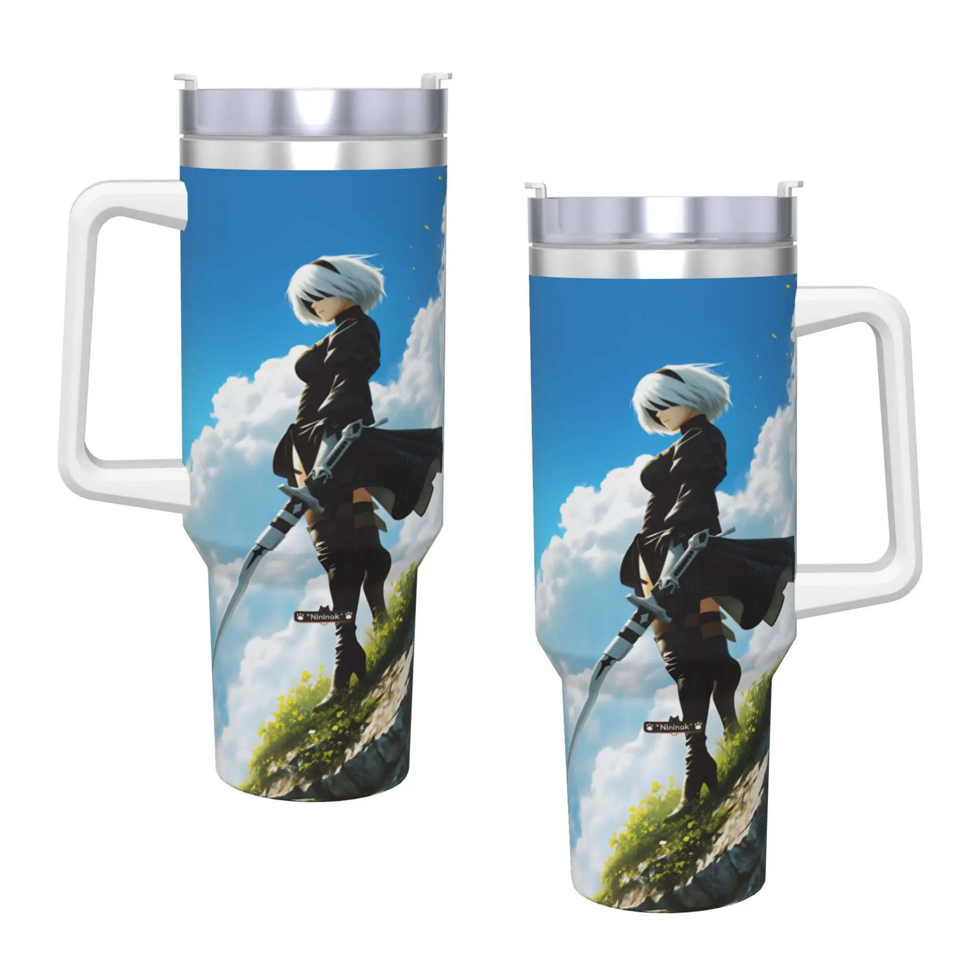 Game N-Nier Automata Tumbler  Cold and Hot Water Bottle Heat Preservation Stainless Steel Coffee Mug Graphic Driving Mugs Cup
