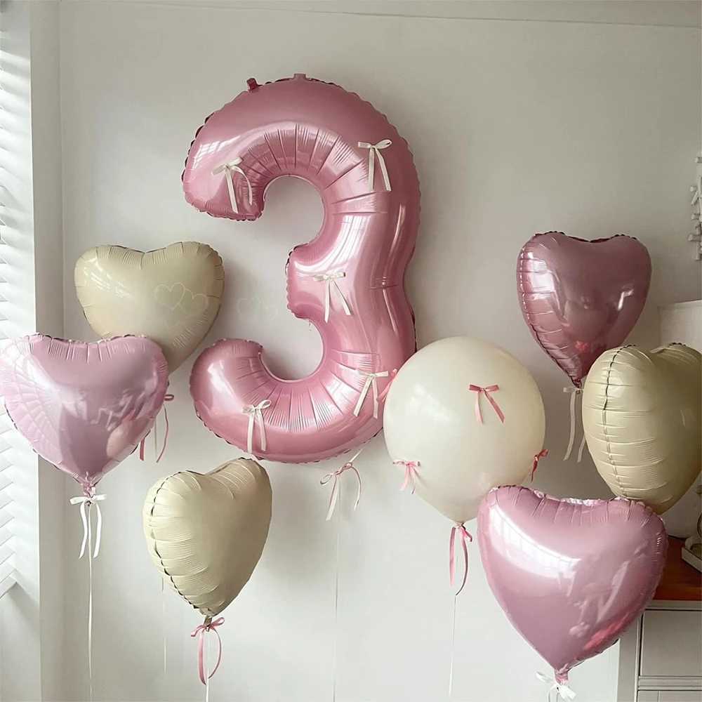 

12Pcs Heart Foil Balloons 18inch Baby Pink Cream White Rose Red Heart Helium Balloons Wedding Valentines Day Girls Party Supply