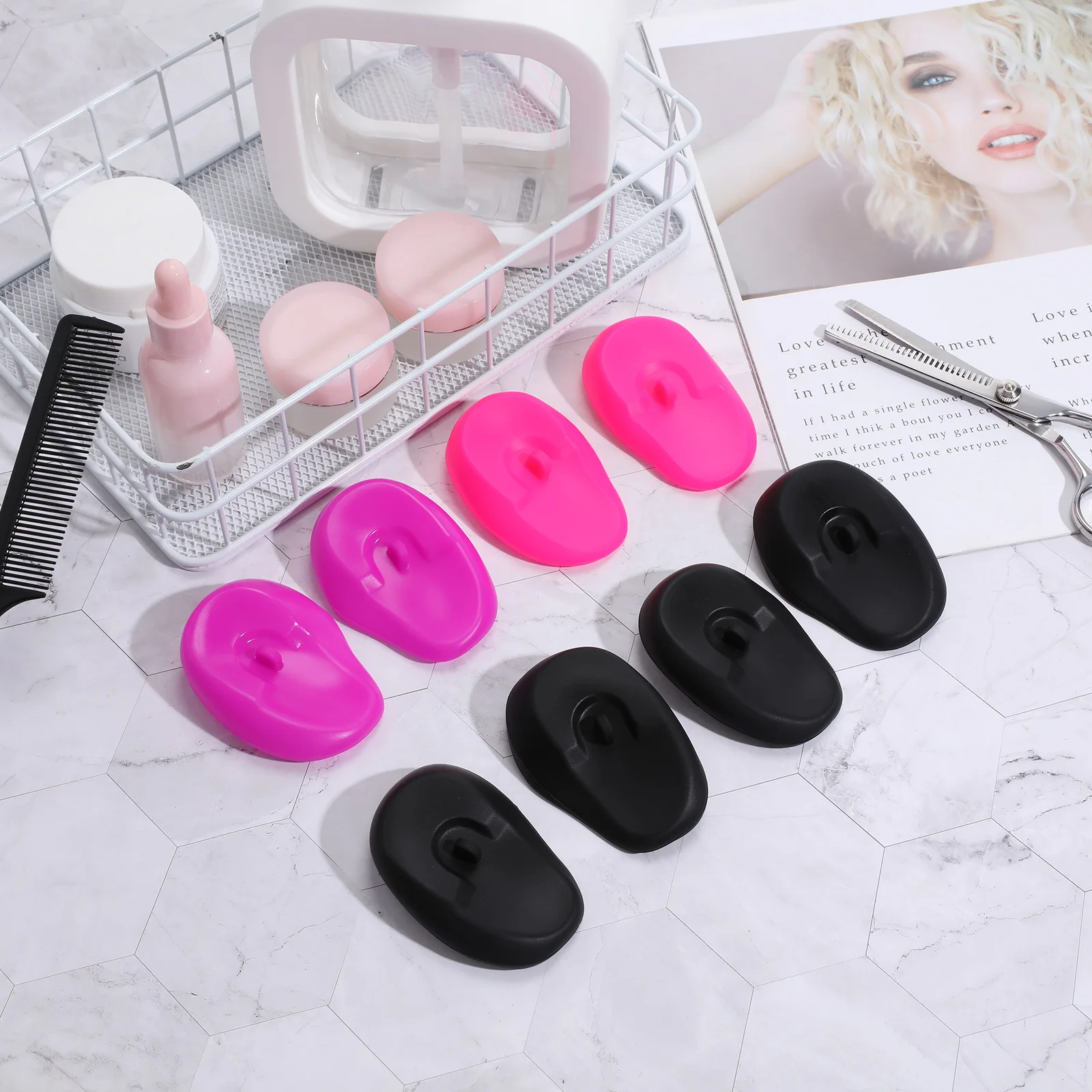 

4 Pairs Waterproof Ear Covers Made of Silicone Comfortable Durable Reusable Protect Ears Hair Dye Water Noise Hygienic Universal