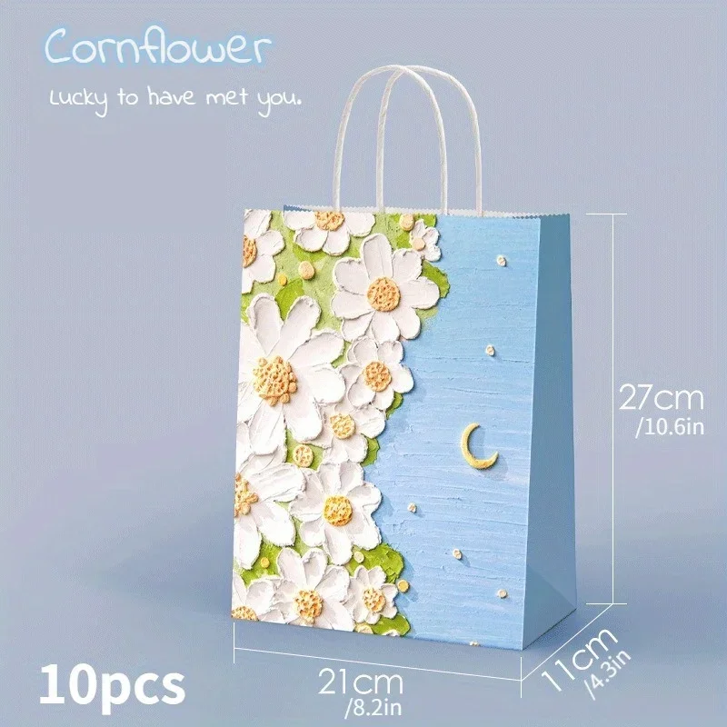 10PCS White Kraft Gift Bags Creative Holiday Gifts Text Tote Bags Valentine's Day Gift Bags Brithday Gift Bags Packaging Bags
