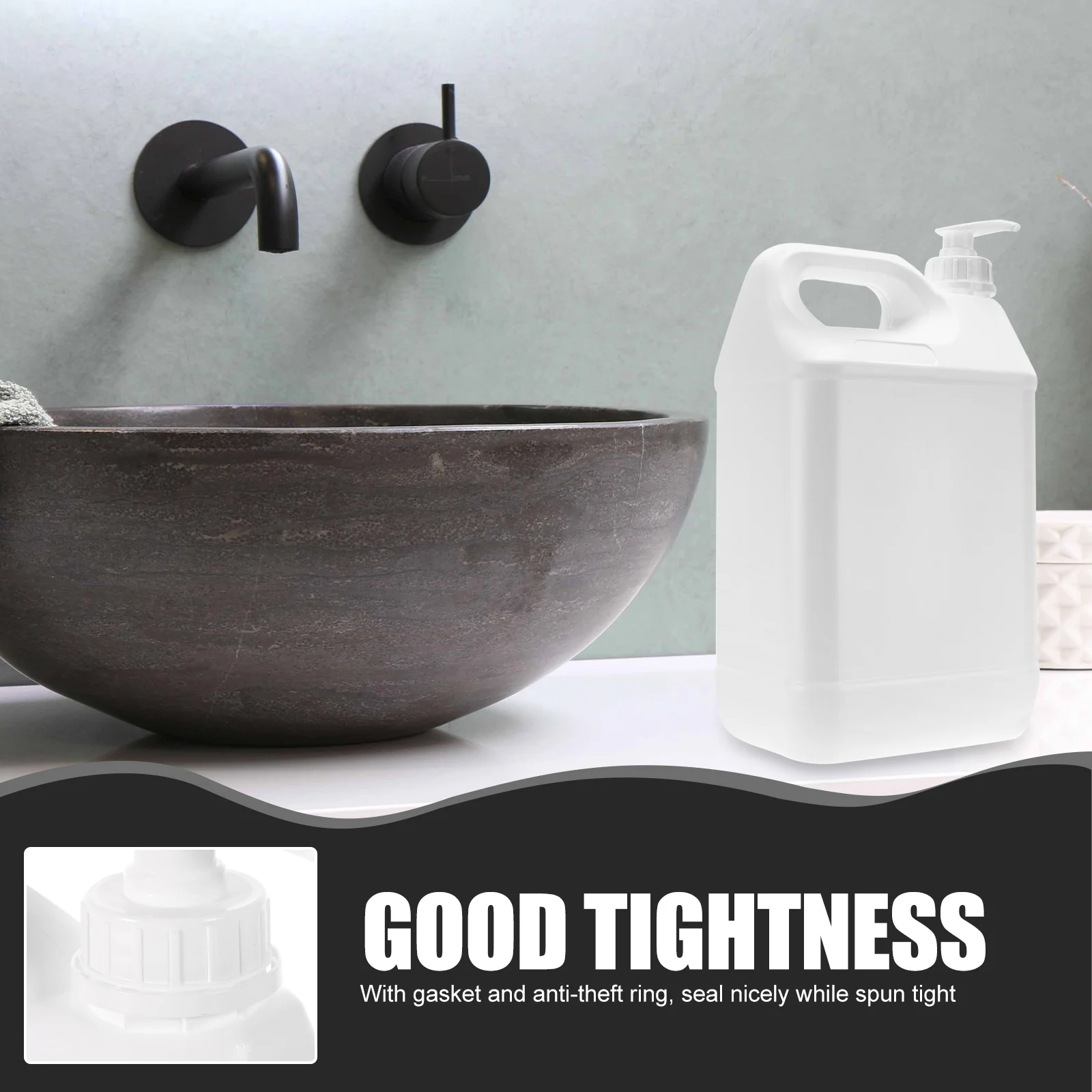 

5L Press Pump Bottle Refillable Square Container for Shampoo Hand Soap Shower Gel Large Opening Leak Proof Eco Friendly