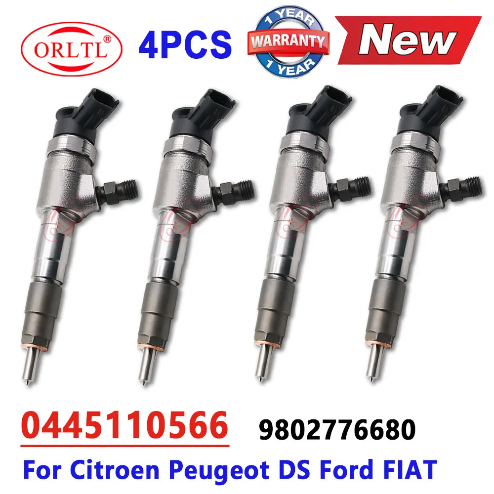 4 PCS 0445110566 Genuine Fuel Injector 0445 110 566 Nozzle 98 027 76680 For Peugeot 308 508 Citroen C4 C4 DS Fiat Ford ORLTL