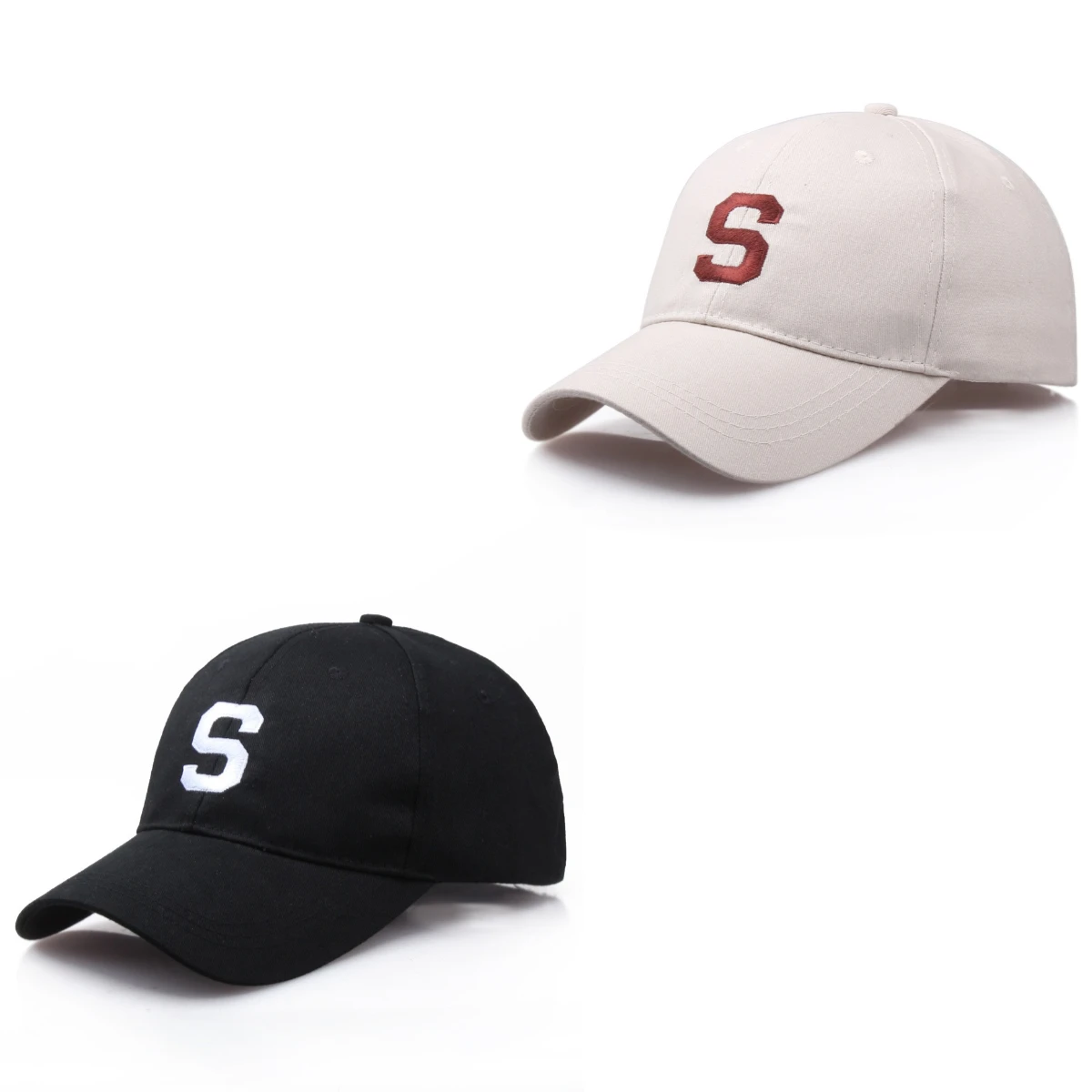 

S Letter Embroidery Baseball Cap Simple Four Seasons Solid Color Street Trend Duckbill Cap Travel Walk Outdoor Sunshade Hat
