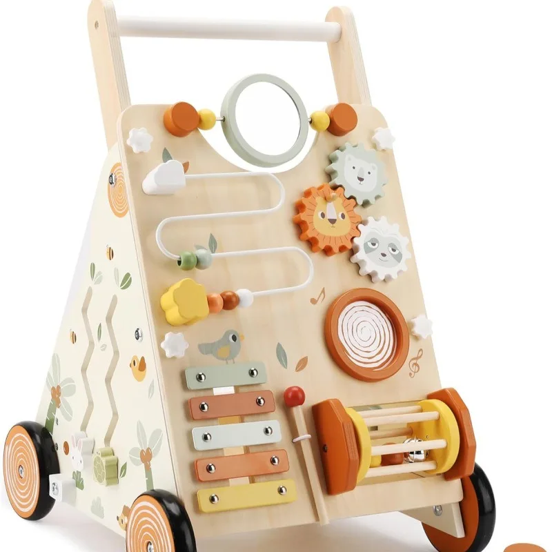 Wooden Baby Walker Stroller Educational Early Education Walking Assistance Anti Rollover Toy Toddler Stroller Toy