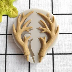 Deer Horns Silicone Mold Kitchen Resin Cake Baking Tool DIY Chocolate Pastry Fondant Moulds Dessert Lace Decoration Supplies