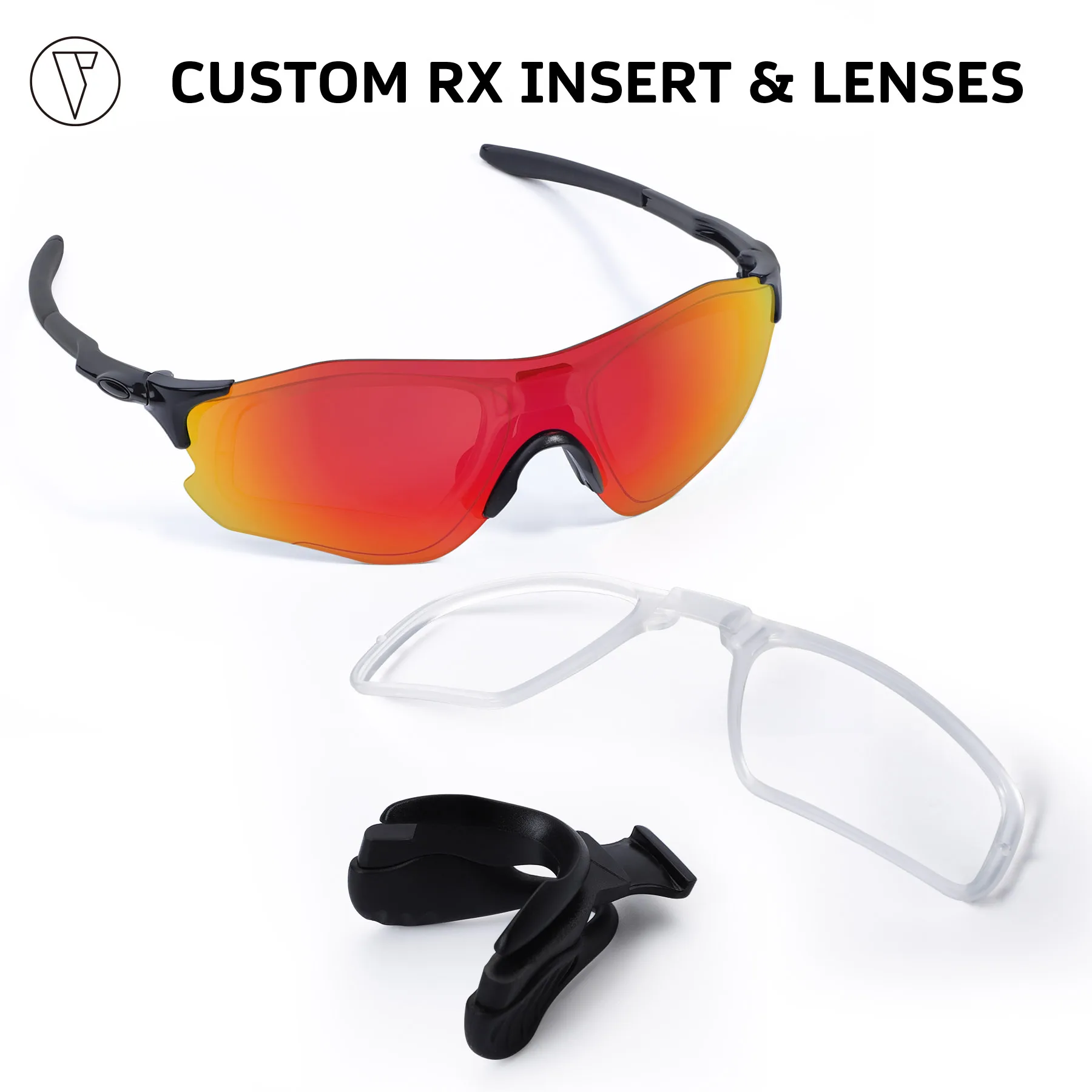 

ONDEX Insert Clip-On Prescription Clip with Black Nose Pads & Custom Prescription Lenses for Oakley EVZero Series Sunglasses