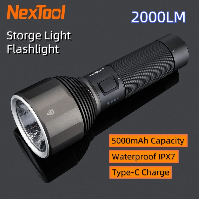 

NexTool 2000LM Flashlight 380m 5 Modes IPX7 Waterproof LED Flashlight Rechargeable Seaching Torch Lamp for Outdoor Camping