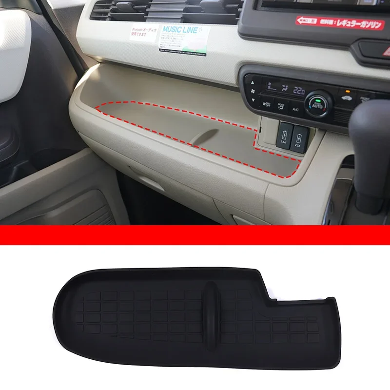 

For Honda N-BOX JF3 JF4 2017 2018 2019 2020 2021 Silicone Black Car Co-pilot Passenger Storage Box Mat Car Accessories