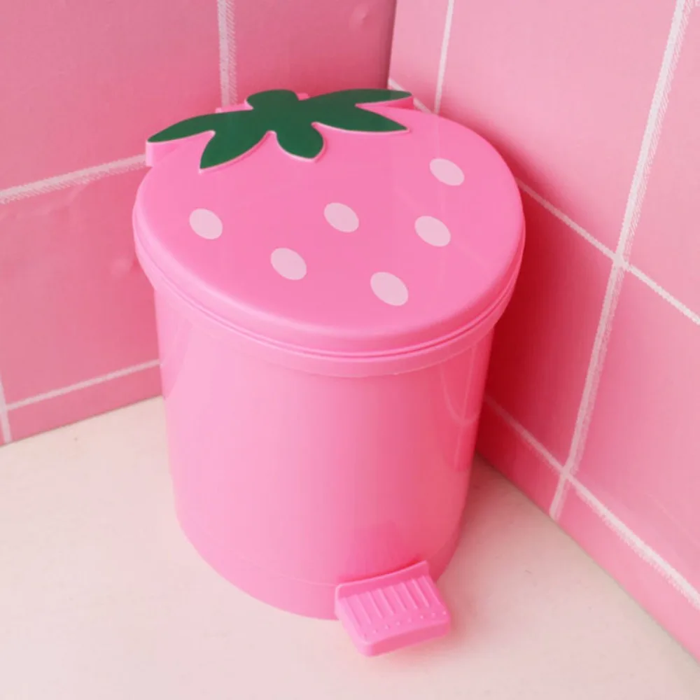 Plastic Red Portable Home Supplies Washable Strawberry Sealing Pop-Up No Odor Trash Can Trash Basket Wastebasket Dustbin