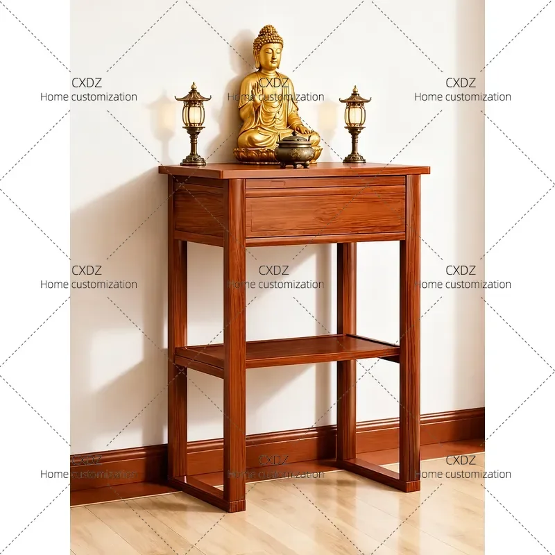 Solid Wood Offering Table Modern Simple Buddhist Platform for Living Room Small God of Wealth Altar Incense Burner Case Home