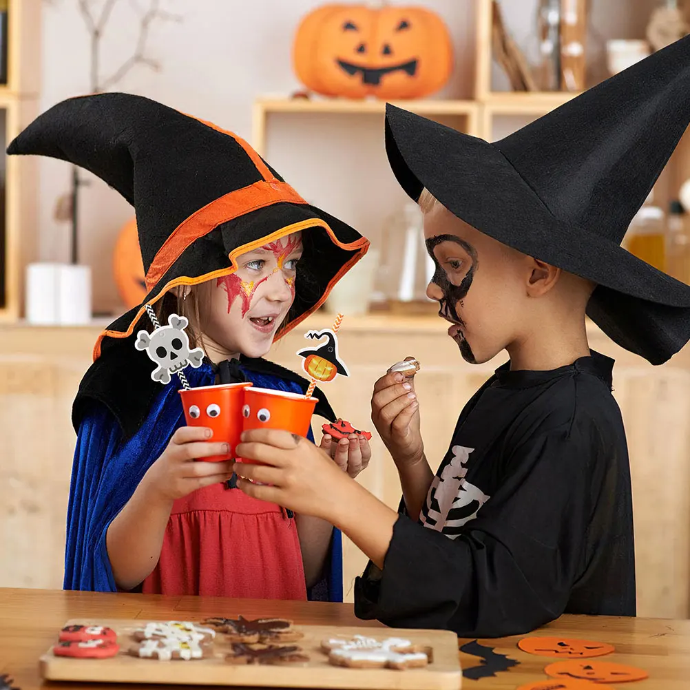 

1 set Halloween Witch Decorative Straws Paper Drinking Supplies Party Tools Themed Accessories Beverages Families Restaurants