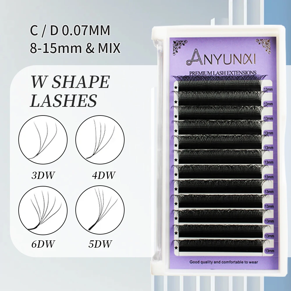 

ANYUNCI W Shaped Bloom 3D 4D 5D 6D Automatic Flowering Premade Fans Eyelashes Extensions Natural Soft YY Individual Lashes