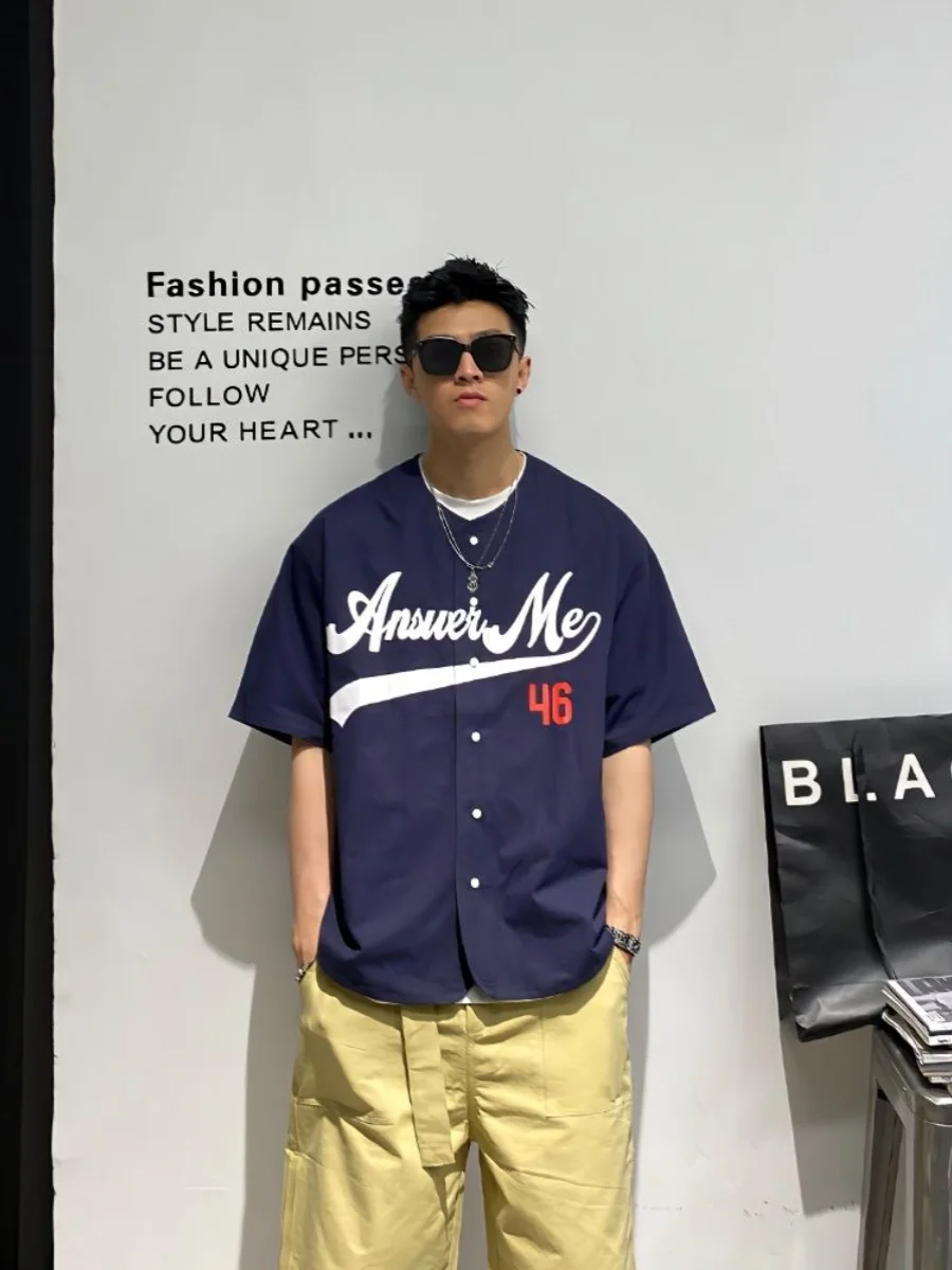 

Мужская повседневная тонкая верхняя одежда Extra Large 300 Pou Baseball с буквенным принтом, модная, с индивидуальным дизайном, летняя, с длинным рукавом