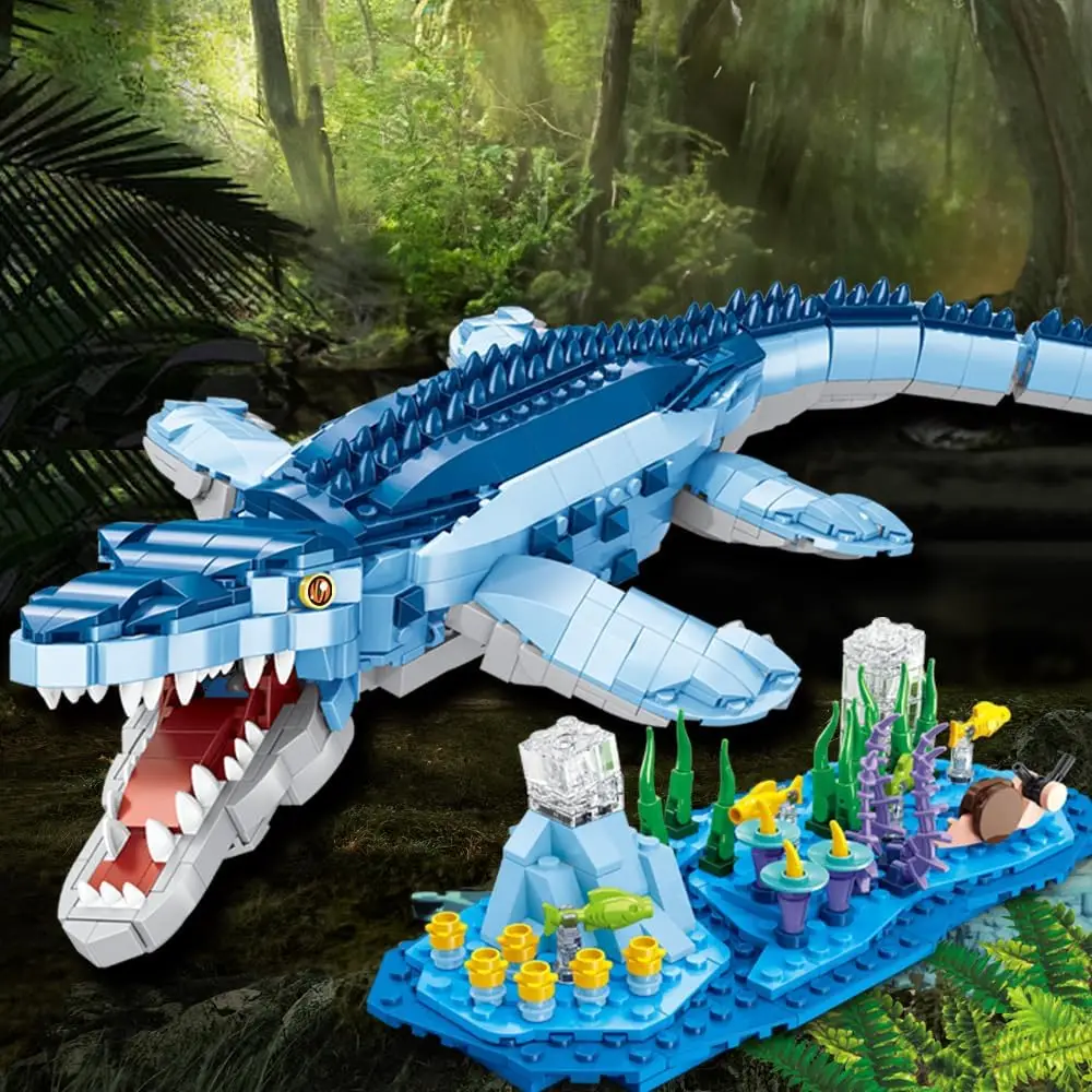 Jurassic Mosasaurus Building Blocks Set 1158 Pieces Brick Building Kit Dinosaur World Park Toys for Boys Compatible with Legoed