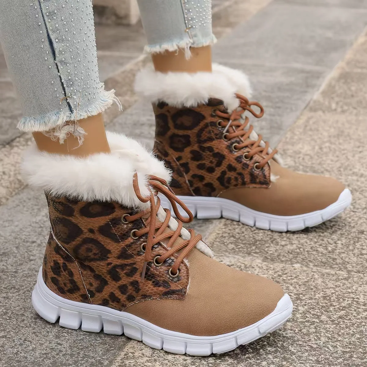 

2024 Snow Waterproof Boots for Women Winter Shoes Faux Fur Plush Ankle Boots Woman Plus Size Non-Slip Warm Cotton Botas Mujer