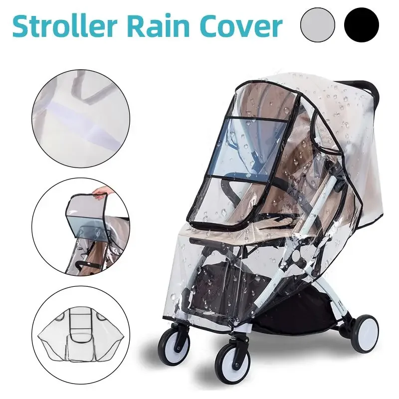 Foldable Outdoor Pet Cart Cover Dog Cat Carrier Stroller Cover Transparent Stroller Rain Cover For All Kinds of Cat Dog Cart
