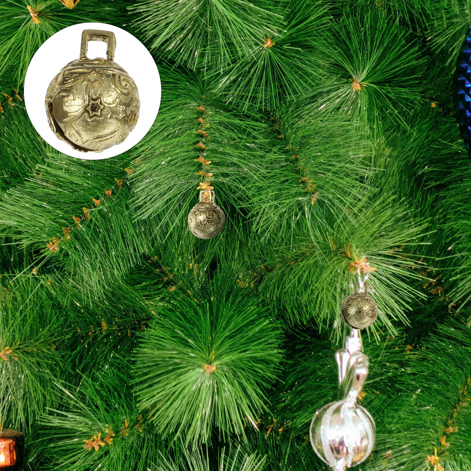 

6Pcs Round Brass Bells with Metal Hanger Crafting DIY Pendant for Jewelry Wall Hanging Gift Packaging Holiday Party Supplies