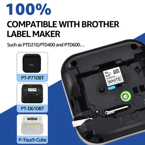 Brother TZ TZe-231 TZ-241 표준 적층 리본과 호환되는 5/10PK 라벨 테이프 P-Touch PT-H110 프린터용 6/9/12/18/24mm