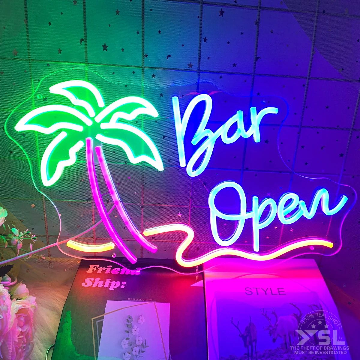 

Beach Bar Open Neon Custom designed for beach bar nightclub shop signboard party set the mood to make the store more attractive