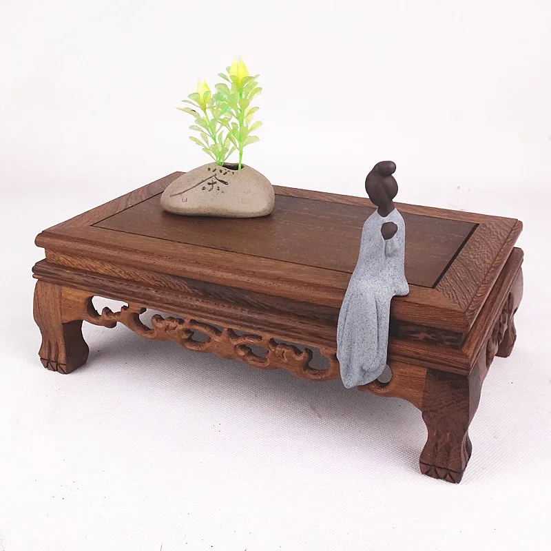 

mahogany carving handicrafts, Buddha statue ornament base, chicken wings, wooden rectangular vase, strange stone base,