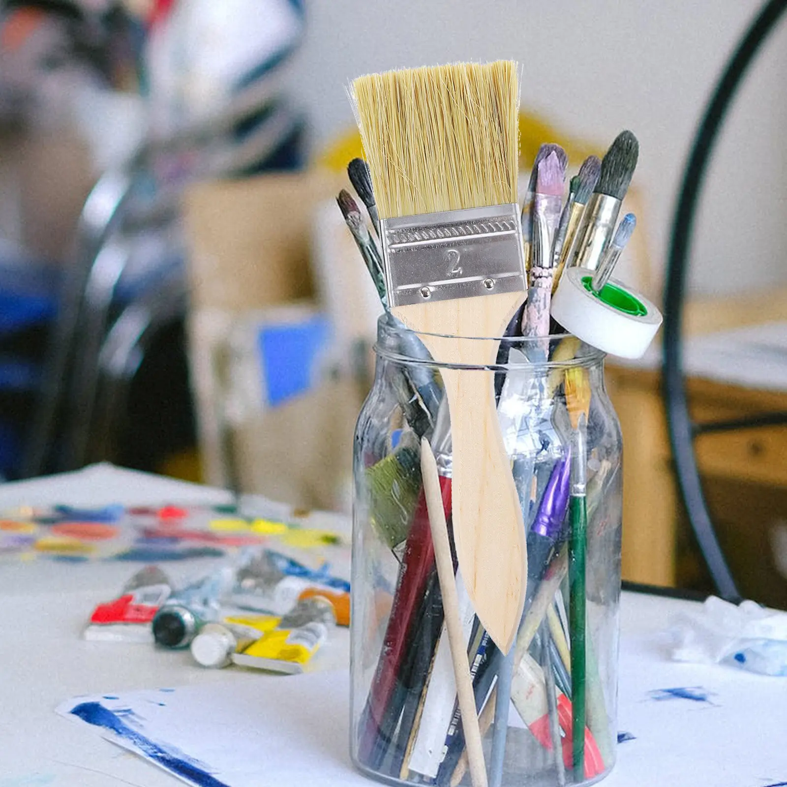 

23Pcs Paint Brush Wooden Handle Bristle for Wall Furniture Painting Ergonomic Thin Handle Artist Craft Precision Finishing Brush