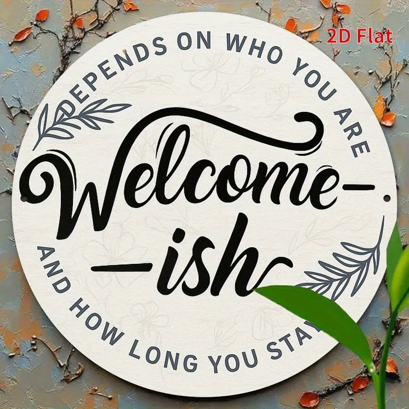 1pc, Welcome Depends on You Round Metal Sign, Wall Home Room Farmhouse Home Street, Shop, Garage, Farm, Garden Decoration