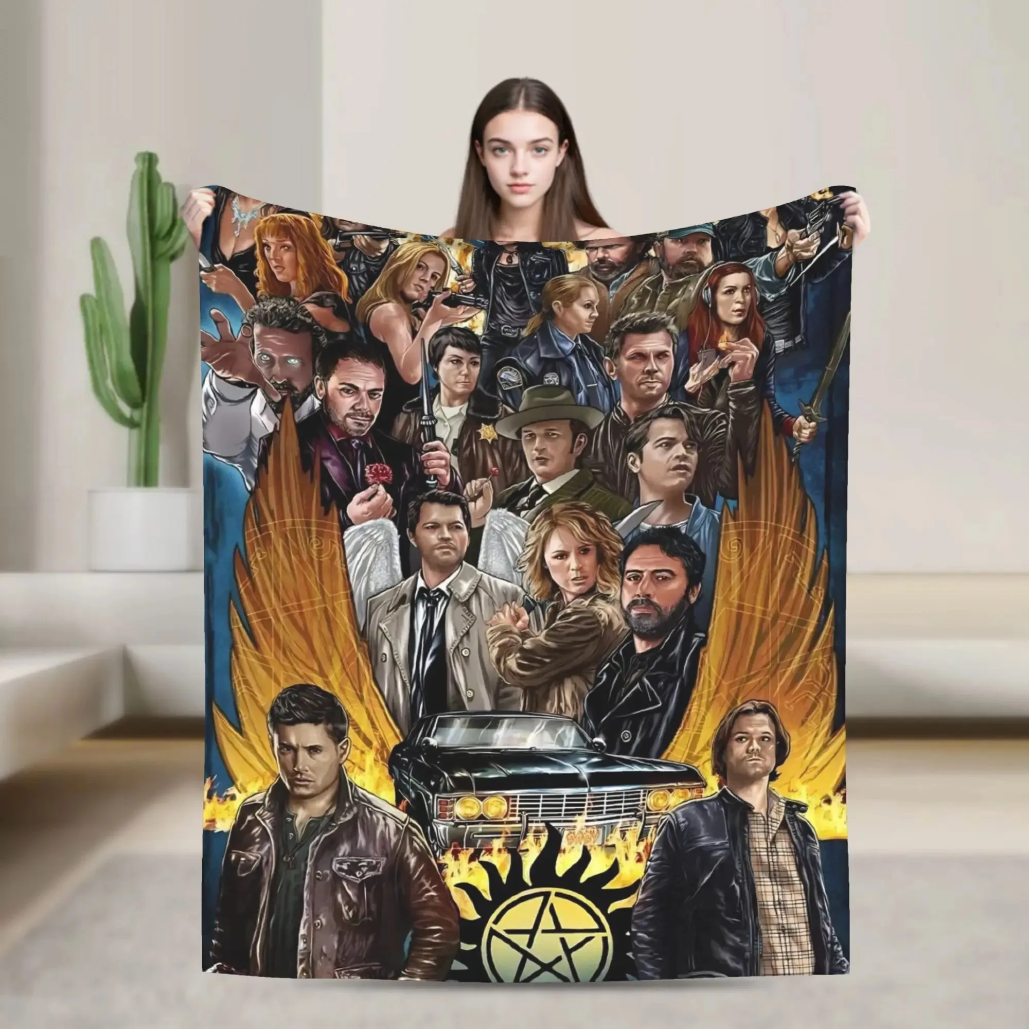 Warm Soft Blanket Travel Office Supernatural TV Bedding Throws  Flannel Bedspread For Living Room Street Trend Sofa Bed Cover